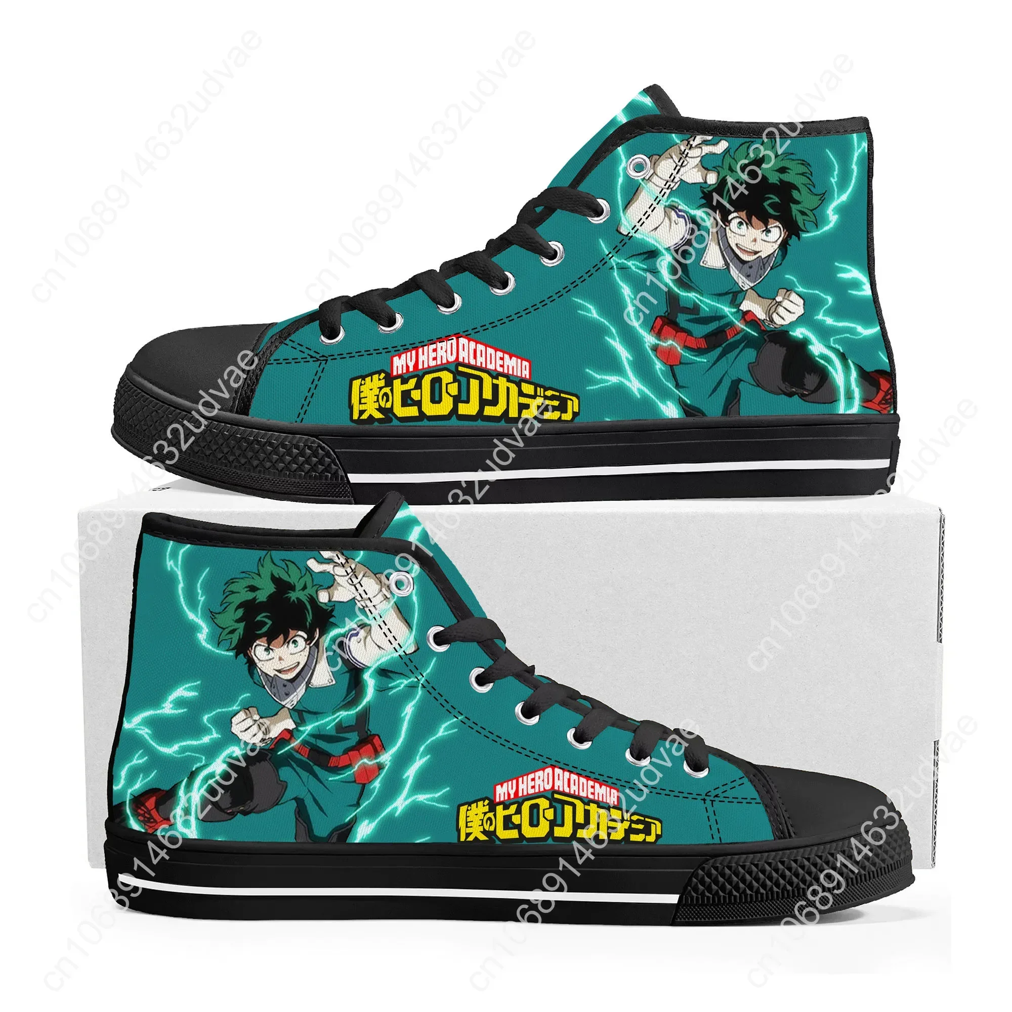 Izuku Midoriya My Hero Academia High Top Sneakers Mens Womens Teenager High Quality Canvas Sneaker Couple Shoes Custom Shoe