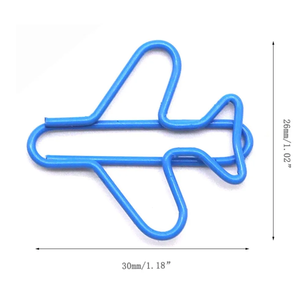 Clips de papel de Metal con forma de avión para oficina, material de papelería escolar, 2,7x2,5 cm, 10 piezas