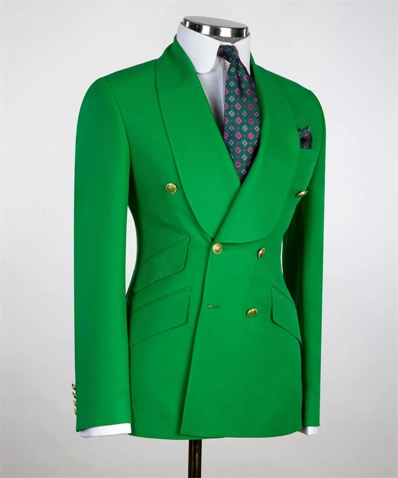 Designer Mannen Pakken Voor Bruiloft Smoking 2 Stuks Groene Set(Blazer + Broek) double Breasted Formele Prom Avond Custom Made Jacket