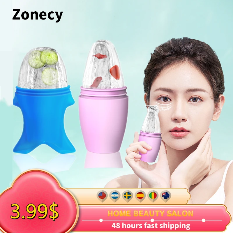 Ice Face Massager Huidverzorging Schoonheid Koude Massage Roller Lifting Contouring Tool Herbruikbare siliconen ijsblokjesbakken Gezichtsmassager