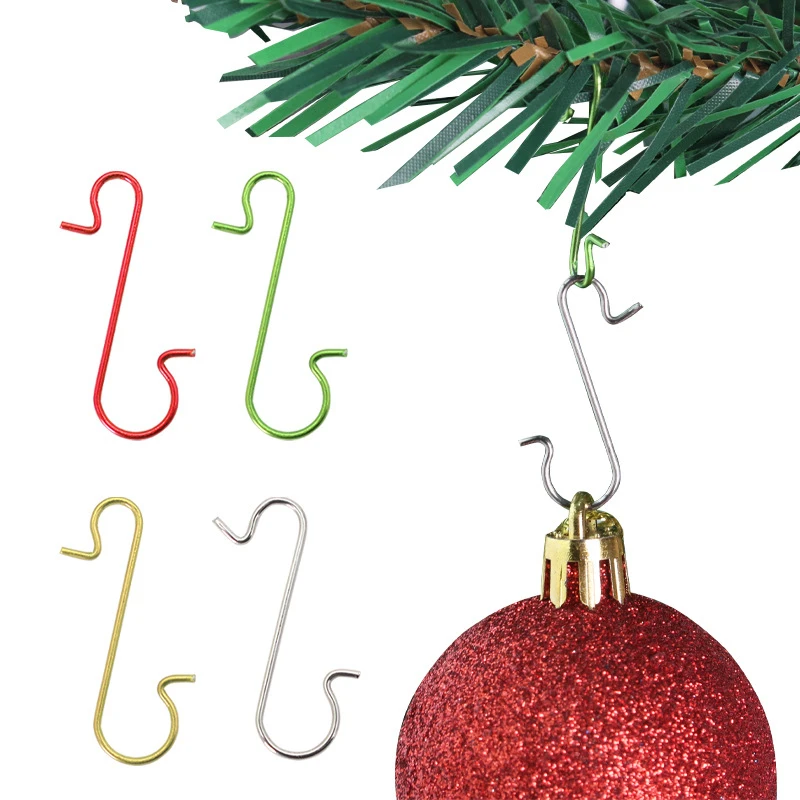 50Pcs Christmas Ornament Hooks Xmas Tree Decor Hanger Hook Stainless Steel S-Shaped Hook Birthday Party Supplies Home Accessory