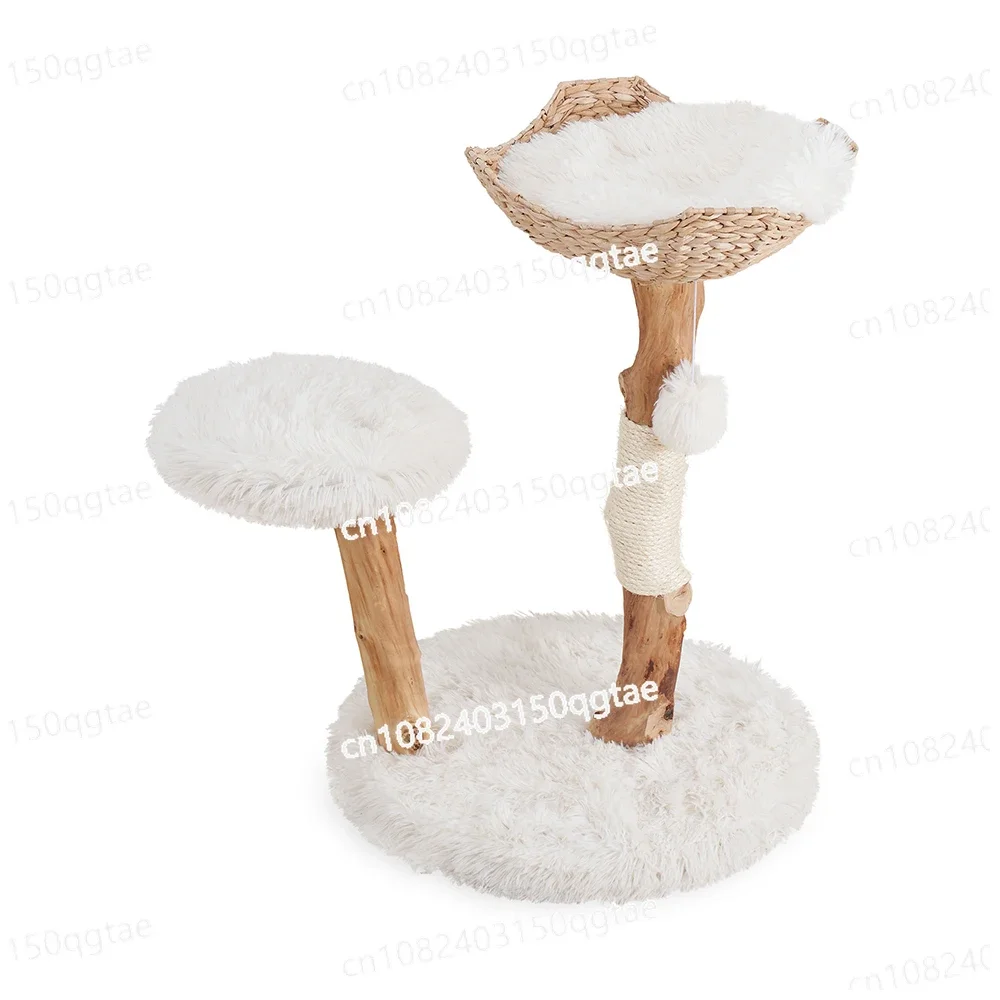 Natural Solid Wood Stable Base Morden Cat Tree Wood Cat Tower Cat Scratching Tree