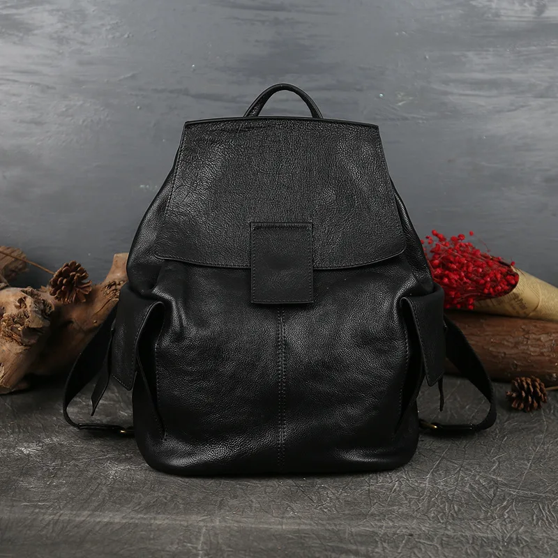 Genuine Leather Women Fashion Backpack 2024 New Head Layer Cowhide Backpack For Ladies Large Capacity Vintage Travel Bag