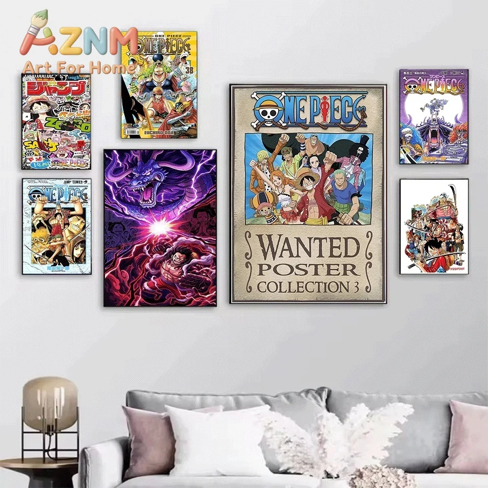 One Piece Luffy Gear 5 Nika Manga Style Frameless Canvas Wall Art Poster Home Bedroom Living Room Decor Art Print Wall Picture
