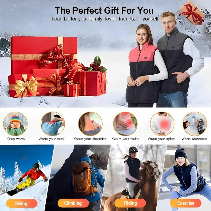 New 9/4-zone Heated Vest Jacket Smart heating Cotton Vest Electric Heating Thermal Warm Clothes Winter Heated Hunt Jacket S-5XL