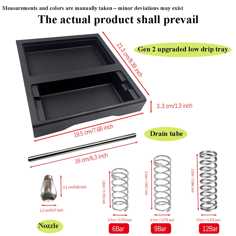2nd Gen Low-Profile Drip Tray for Gaggia Classic Pro, 6/9/12 Bar OPV Spring Steam Tip Drain Tube Espresso Mod Kit