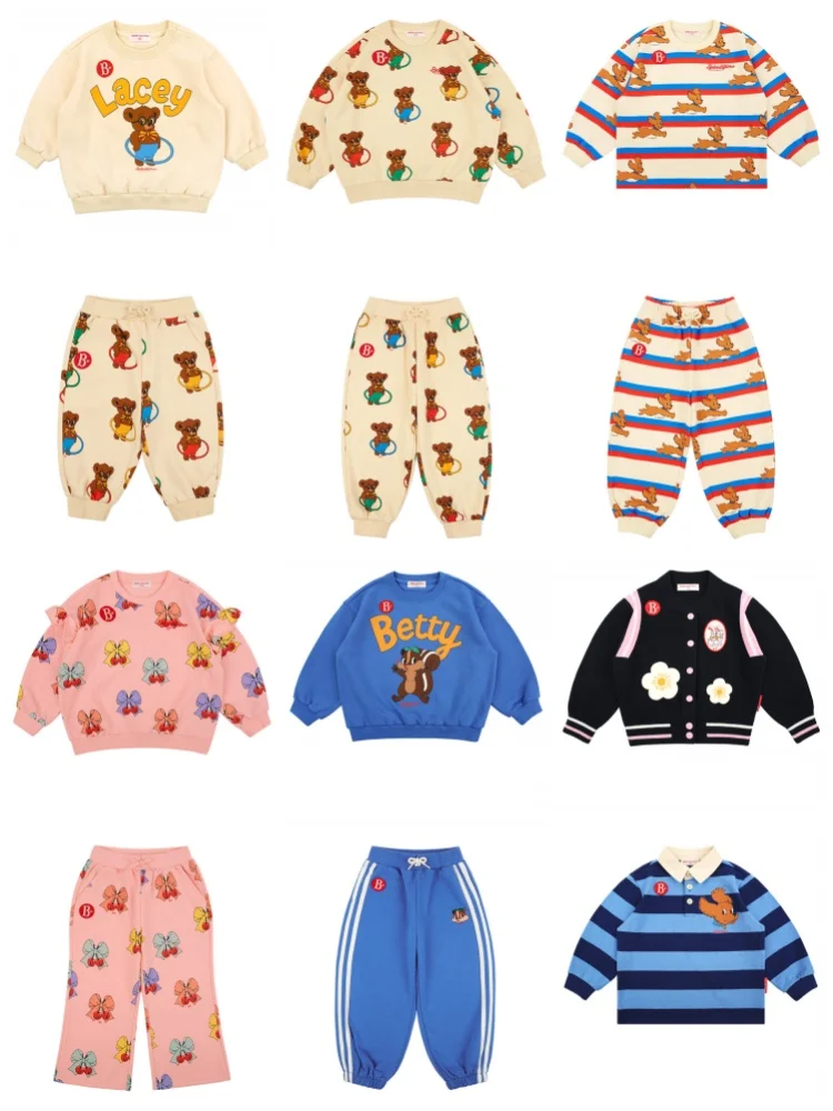 

2024AW Korean Boys Girls Sweatshirts Child Pants Sets Girls Tracksuit Costume Baby Tops Outfit Set Kids Top and Bottom Set