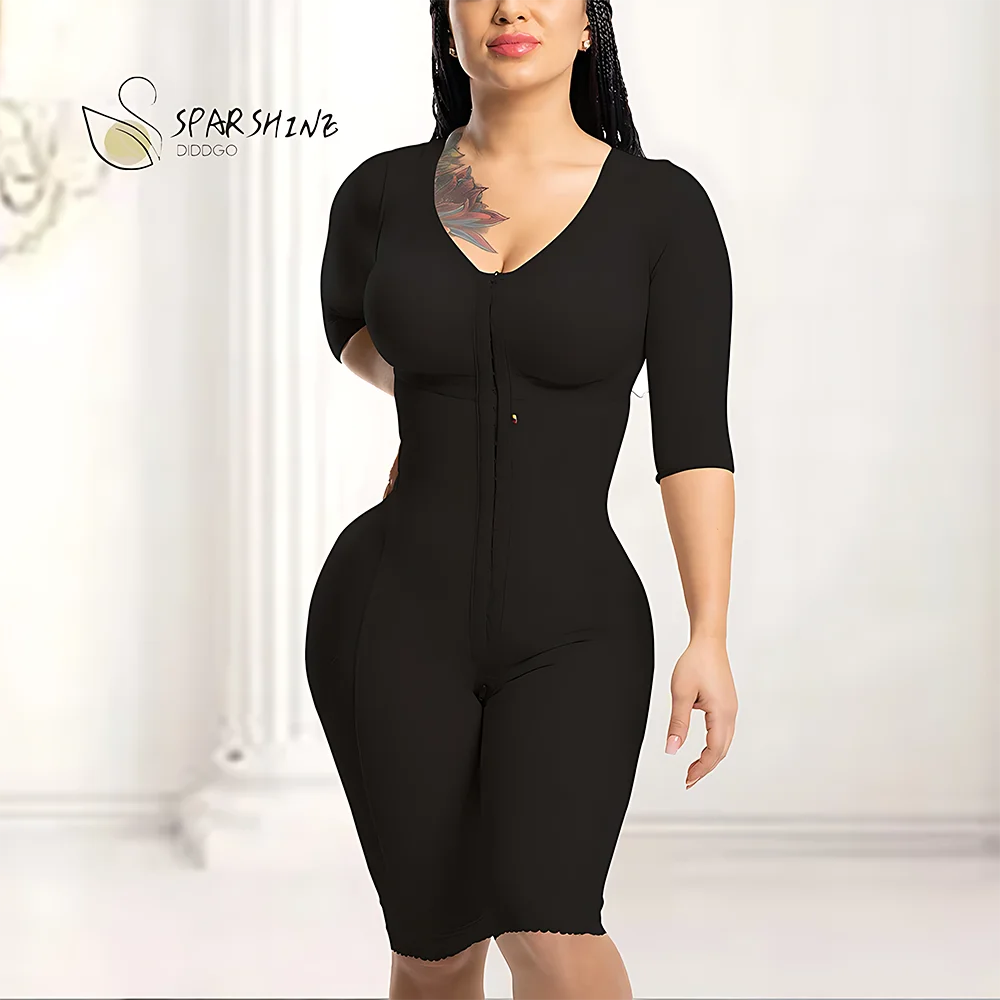 

Full Body Shaper Post-Surgical Sleeves And Bra Faja With Sleeves & Bra Postpartum Recovery One Piece Shapewear