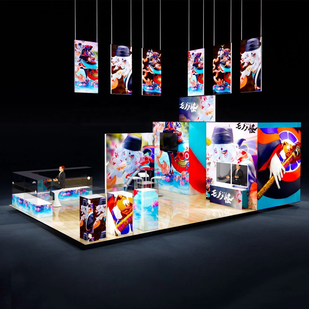 30X40ft Anime Trade Show Booth Cabina espositiva modulare retroilluminata Design Expo Stand Pubblicità Light Box Sfondo