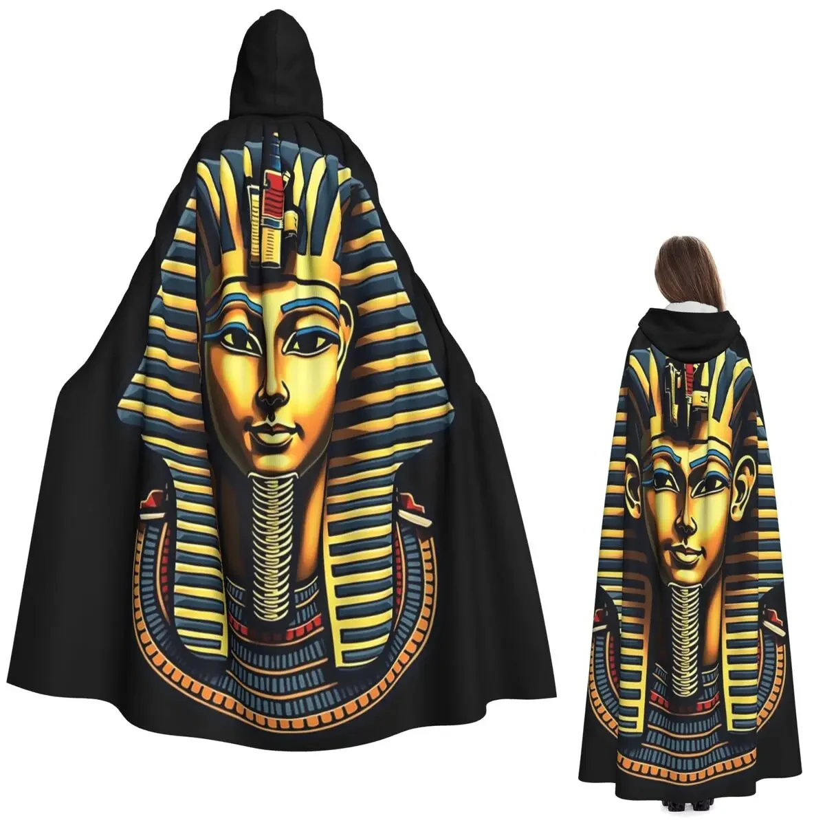 

Египетский фараон с золотой короной, длинный плащ с капюшоном, средневековый костюм ведьмы, накидка для косплея, пальто на Хэллоуин для взрослых, унисекс
