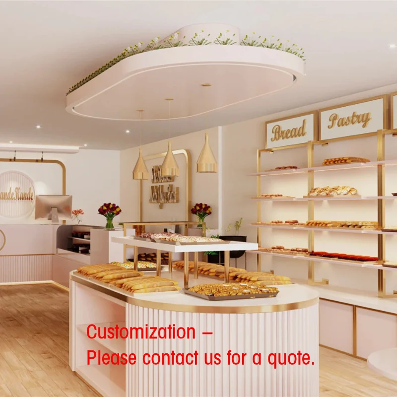 custom.New Custom Bakery Equipment Milk Tea Shop Display Counter Bakery Glass Thermal Showcase
