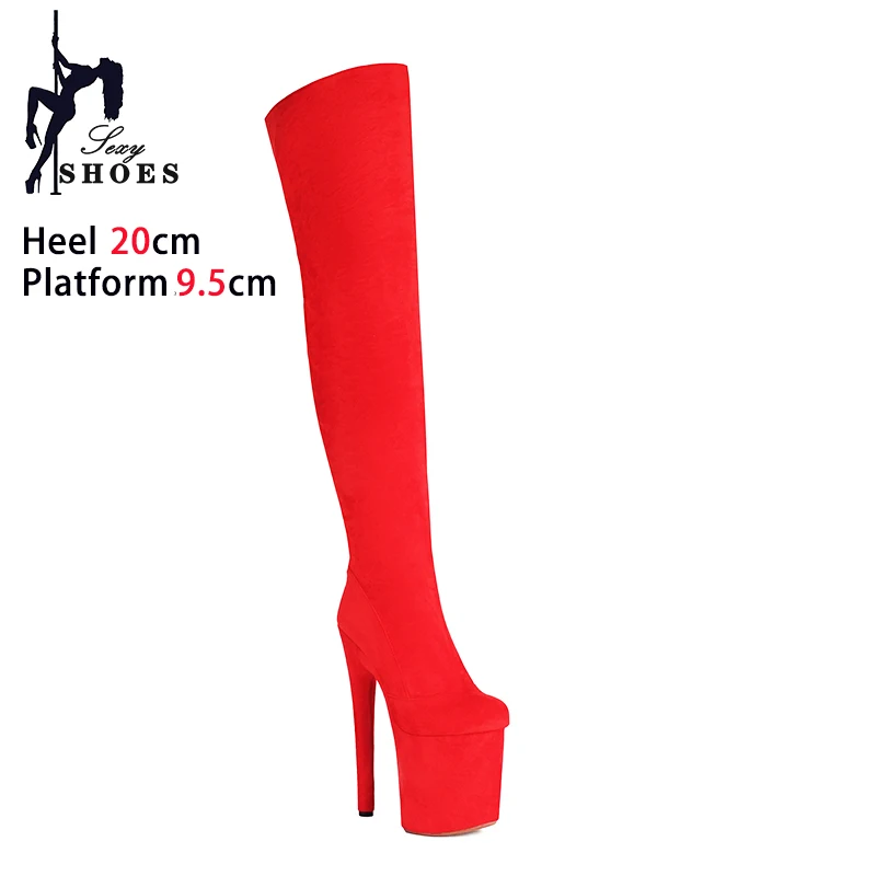 Fetish Platform Over The Knee Boots 8Inch Women 20cm Thin Heels Nightclub Stripper Heels Boots Mujer Thigh High Catwalk Shoes