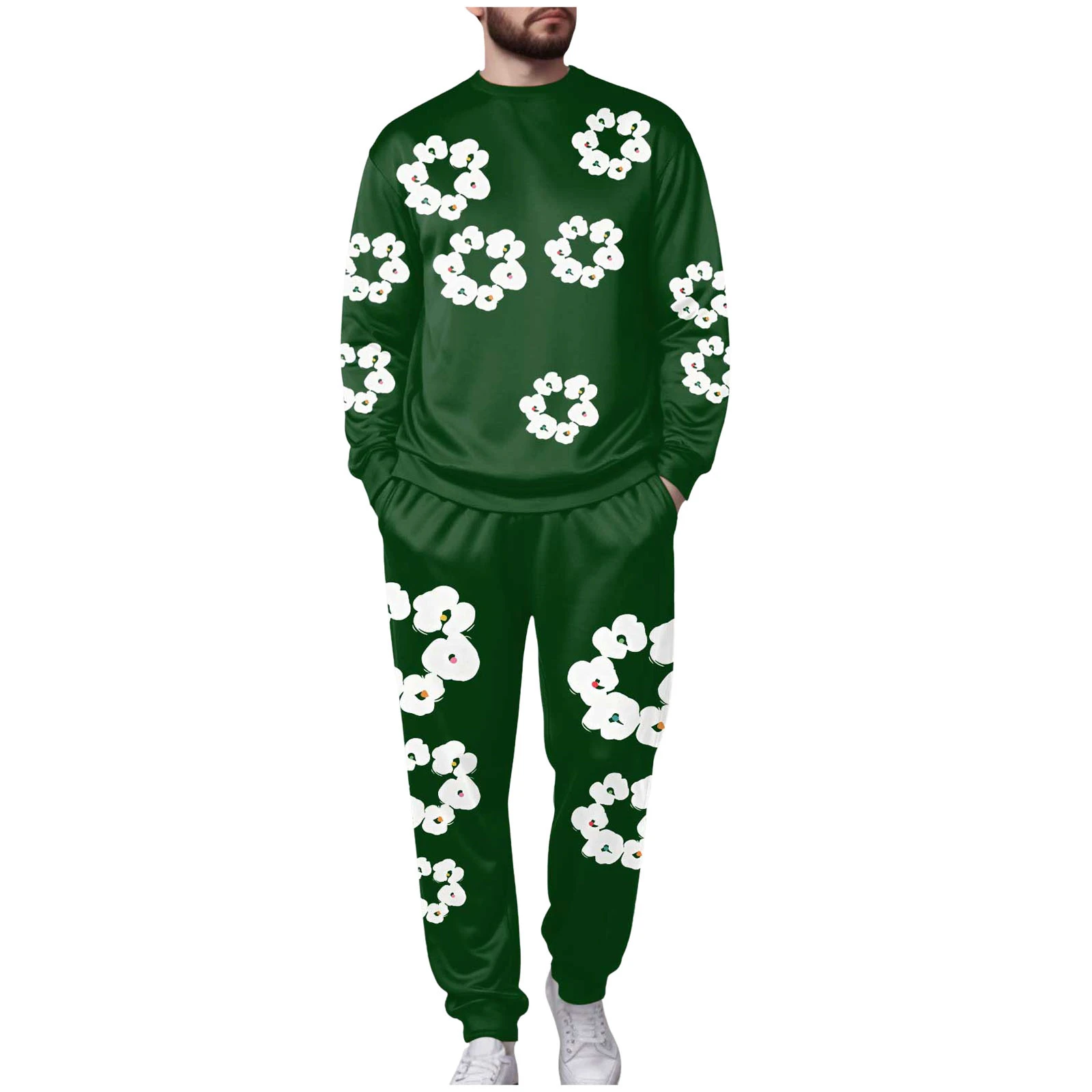 

Double Breasted Suit Men Slim Men's Fleece Lined Crew Neck Hoodless Sweatshirt And Pocket Drawstring Rain Proof Suit for Men