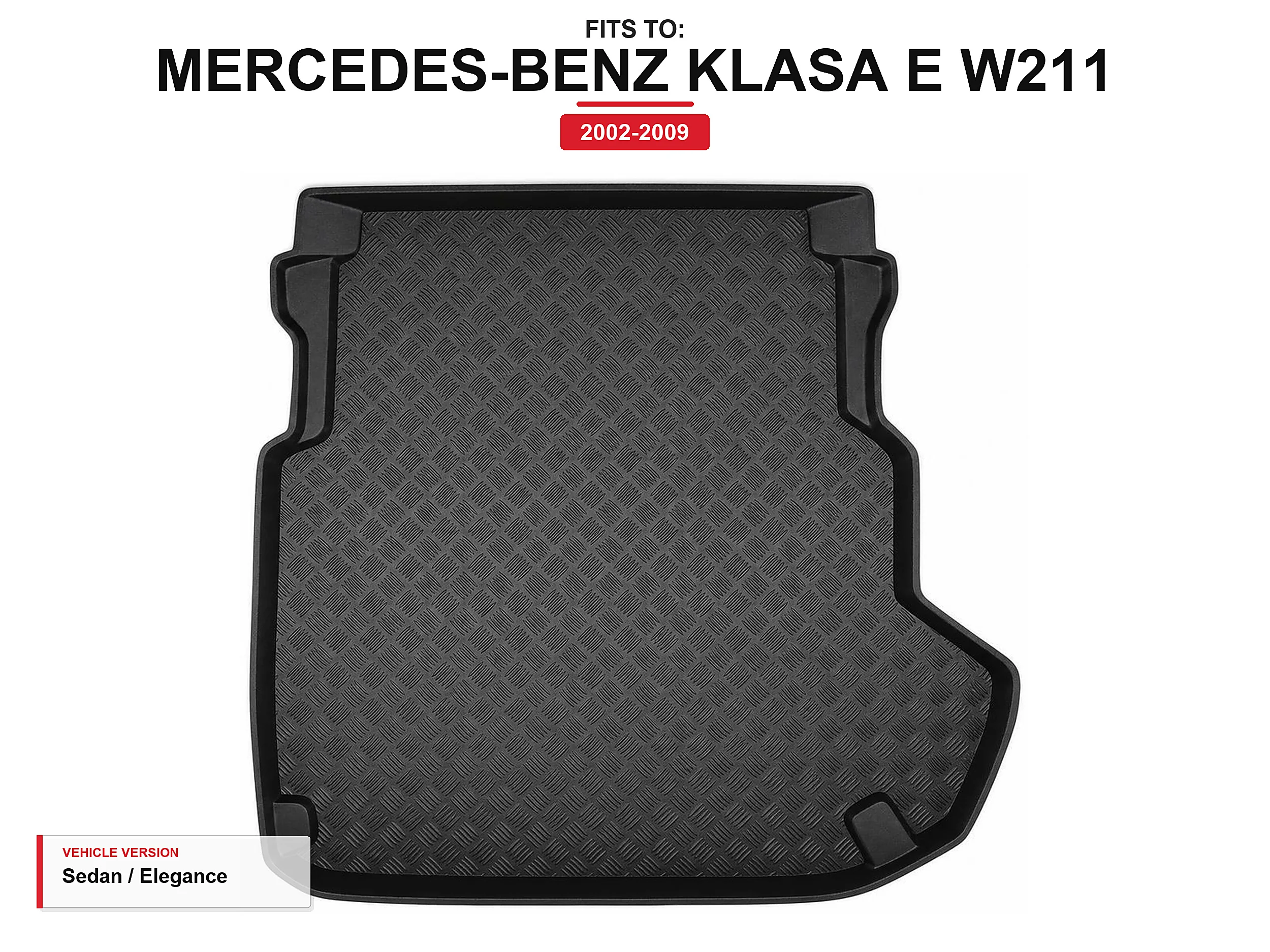 Kofferbakmat met rand voor: Mercedes-Benz E-Klasse W211 2002-2009 Sedan