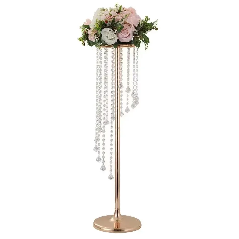 

4pcs Flower Vase Twist Shape Stand Golden Silver Wedding Table Centerpiece Crystal Road Lead For Event Party Decoration