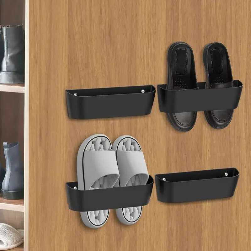 Rv Wandmontierte Schuh-Aufbewahrungsbox, selbstklebendes Schuh-Aufbewahrungsregal aus schwarzem Kunststoff für Wohnmobil, Wohnwagen, Wohnmobil, Wohnmobil, Wohnmobil, Zubehör