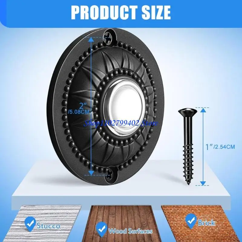 547F ترقيات معدنية تضيء زر ضغط جرس الباب استبدال معدني قوي مقاومة للحرارة تركيب بسيط للمنازل