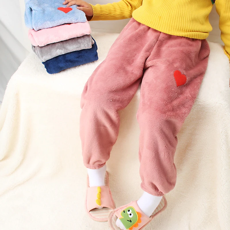

Children Girl Warm Pant Sleepping Velvet Fleece Thicken Winter Boy Tracksuit Kid Clothing Trousers Infant Casual Pant 2-7Y A702