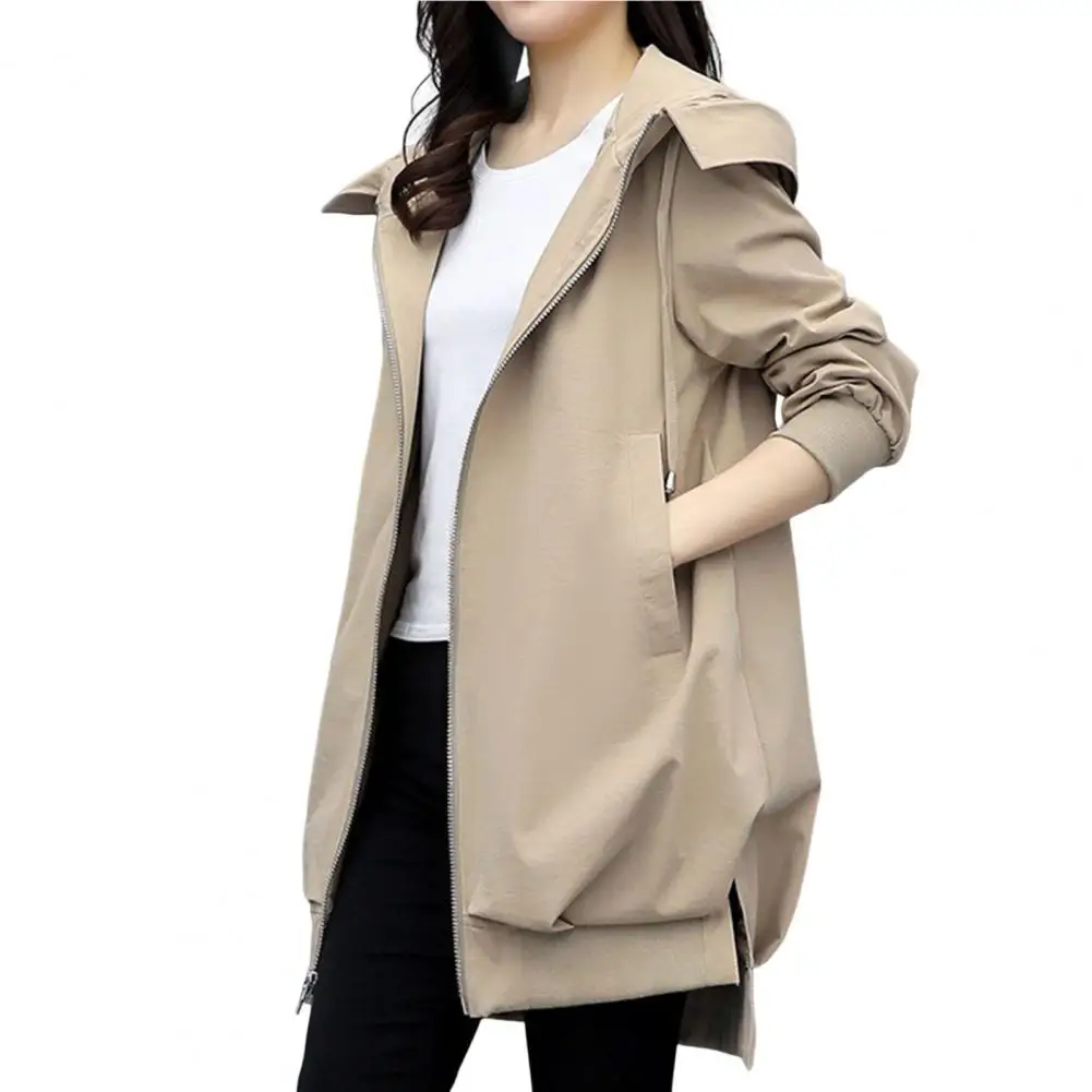 2023 New Autumn Women's Jacket Long Sleeve Casual Windbreaker Female Hooded Overcoat Loose Basic Coats Lady Outwear