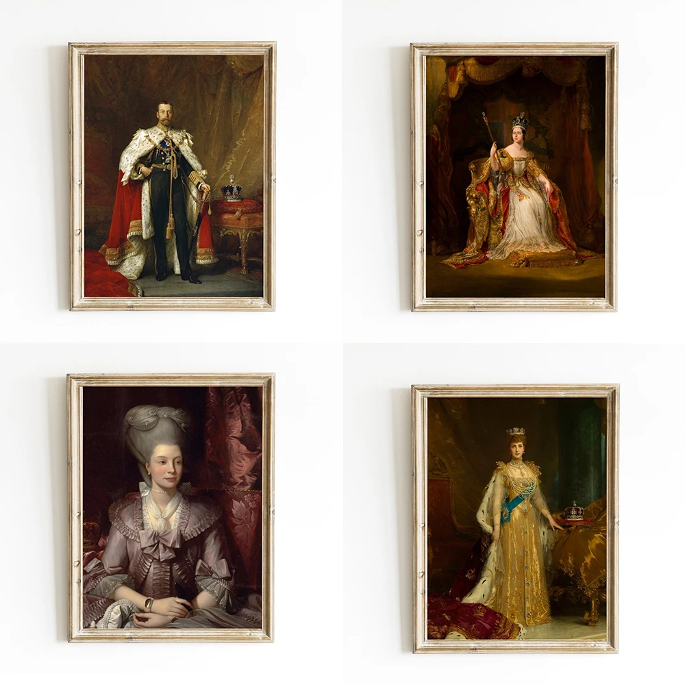 French Portrait Wall Decor Poster Elegant French Lady Prints French Royalty Oil Painting Royal Family Canvas Painting European