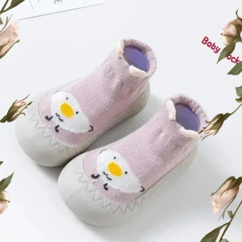 

Милые детские напольные туфли и носки, 1 пара обуви для малышей, новая нескользящая обувь на резиновой подошве для новорожденных, детские носки