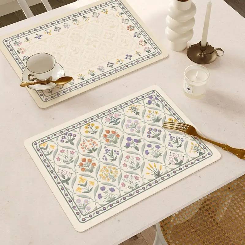 French Country PU Placemats Set - Waterproof Oil & Heat Proof Table Mats for Luxury Home & Hotel Dining Decor (1-10 Pcs)