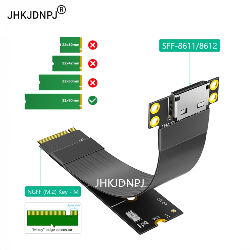 

M.2 NVME to Oculink 4i Extension Cable for SSD Graphics Card M2 M Key to SFF-8612 Adapter