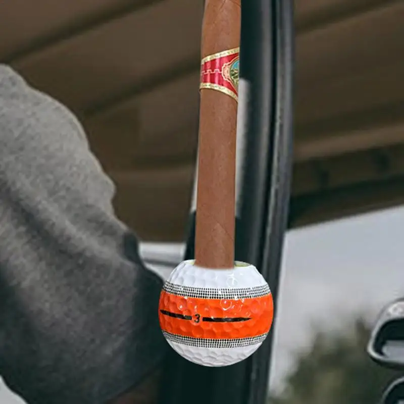 Golf Ball Appearance Cigar Holder With Magnet Cigar Clip For Golfer Can Be Adsorbed On The Cart Or Railing