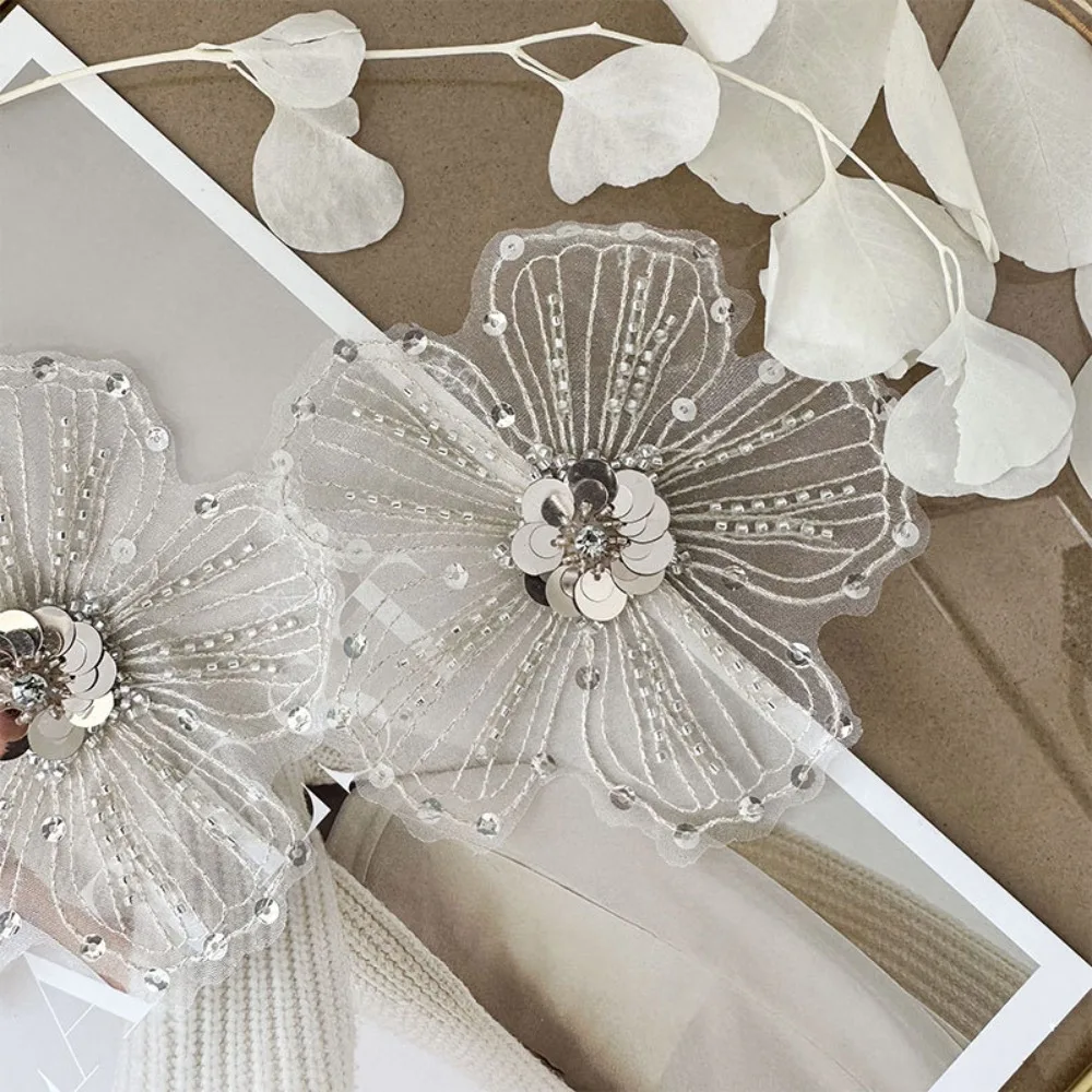 Clothing Accessories Chest Flower Studded Collar Dress DIY Decorative Sequin Flower Pattern Stickers Embroidered Lace Fabric