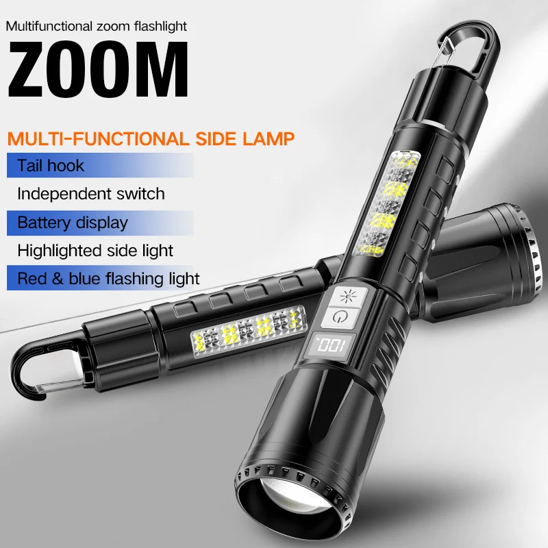 

Portable emergency flashlight uses a variety of scenarios to support TYPE-C charging of 1200mA 18650 batteries.