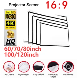 16:9 Ratio Hight-density Portable Foldable Projection Screen 1080P 3D 4K HD Projector Movie 84/92/100/120Inchs Projector screen