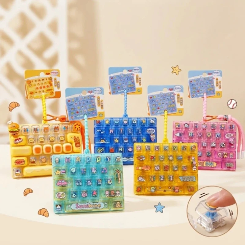 26-Key Mechanical Keyboard Fidget Toy Keycap Keychain Cute Food Sensory Clicker Stress Relief Hand Relax Birthday Party Gift