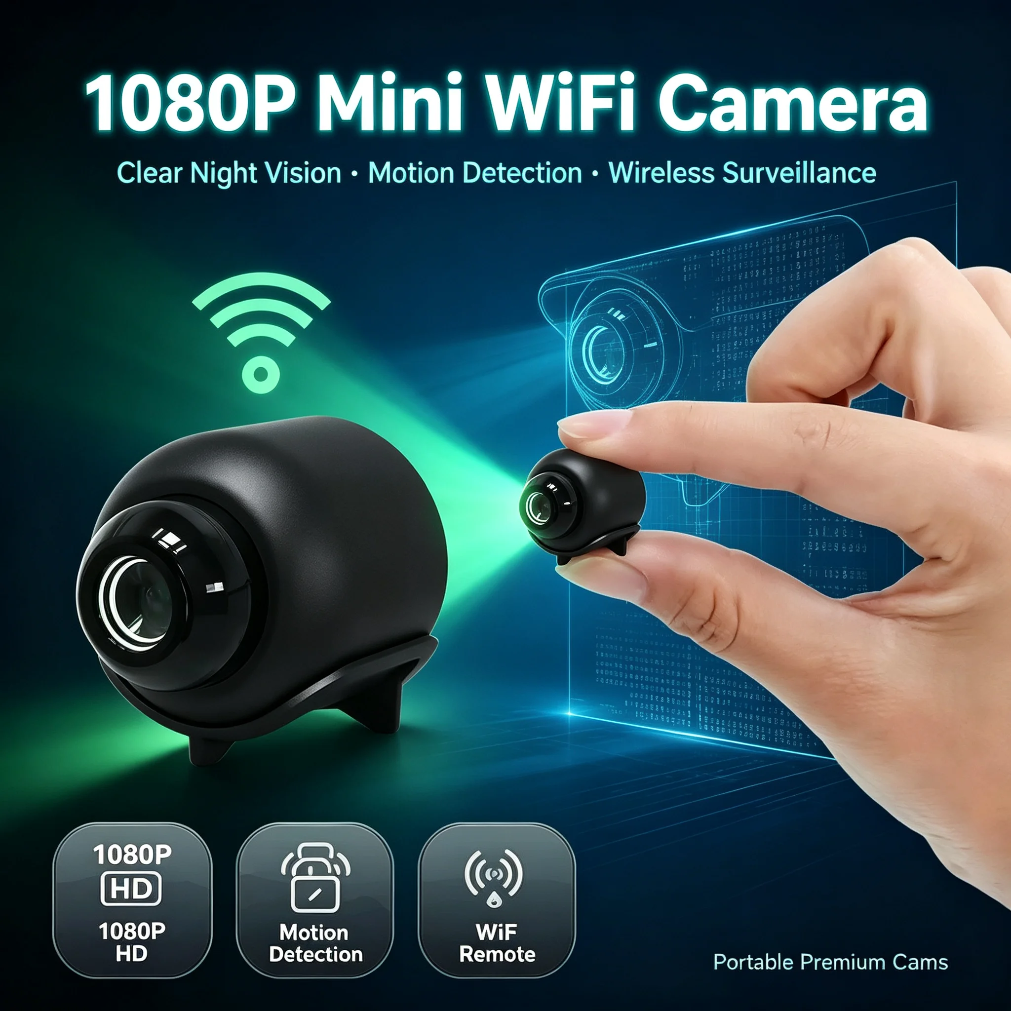 X5 Mini  1080P HD Wireless Surveillance Camera Clear Night Vision & Motion Detection Lightweight Portable Premium Security Cam