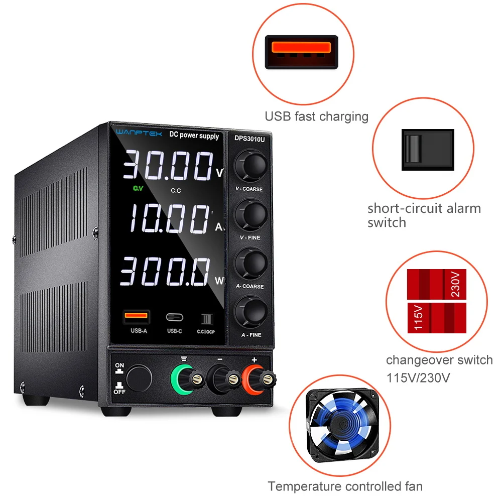 DC power supply adjustable 4 digit lab Bench power source 30V 10A 60V 5A AC switching Stabilized power supply Wanptek DPS3010U