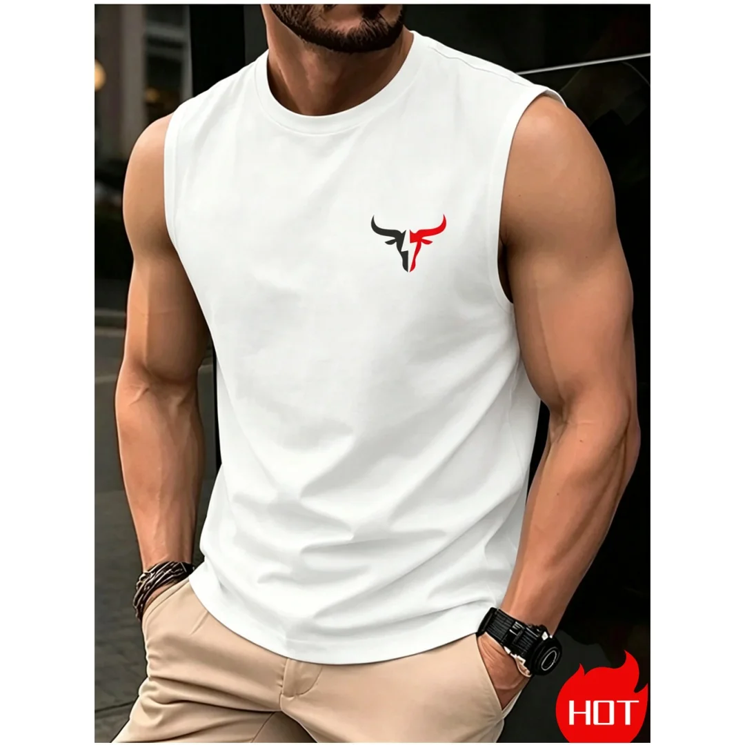 GYM Graphic Men's sleeveless T-shirt Plus Size Men Clothing Quick-drying O-neck men's t-shirts and tank tops Breathable Man vest