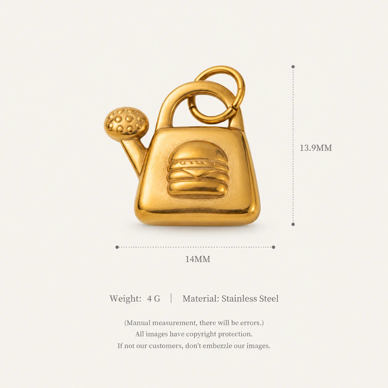 Edelstahl Modischer Einfacher Und Beliebter Hamburger-Kessel Kleiner Blumenanhänger DIY-Anhänger Charms Für Schmuck – Detail 6
