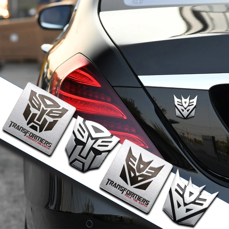 1Pcs 3D Aluminum Cool Autobots Logo Transformers Badge Emblem Car Styling Auto Body Side Fender Decoration Stickers Accessories