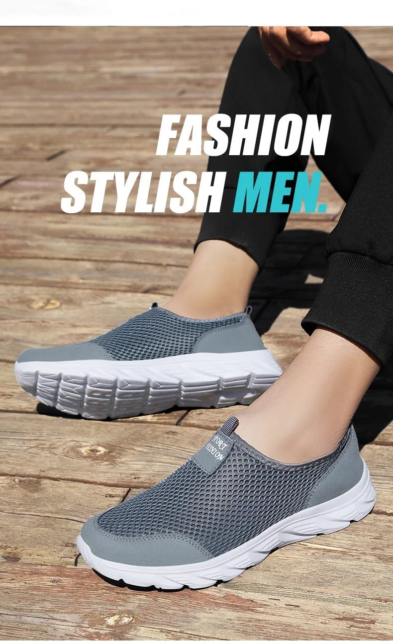 Summer Mesh Casual Shoes For Men Breathable Low-cut Men's Running Shoes Outdoor Non-slip Lightweight Sneakers Man Slip-on Shoes