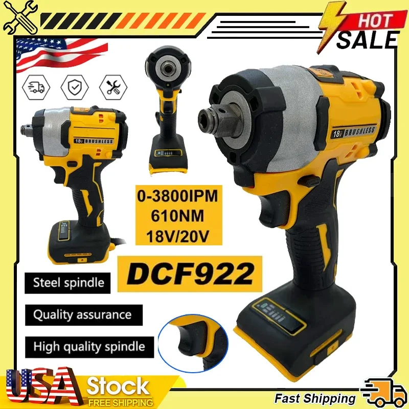 

Fit Dewalt DCF922 Brushless Impact Wrench 610N.m Cordless Driver Large Torque Variable Speed Electric Rechargeable Wrench