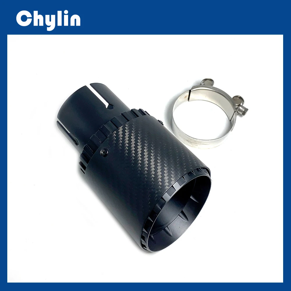 Exhaust Pipe Muffler Tail Throat Aluminum Alloy With Carbon Fiber Black 89/101MM General Purpose Car Modification