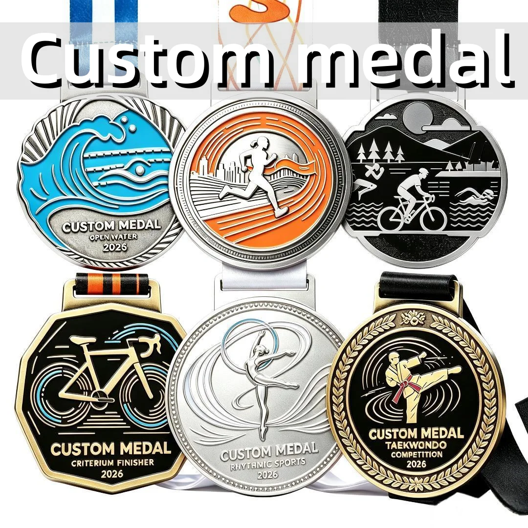 OEM Custom Sports Medal Zinc Alloy Soft Hard Enamel 3D Stamped Logo Marathon Cycling Taekwondo Competition Metal Award Medal