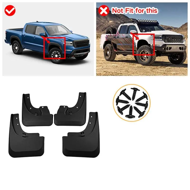 A95E-Car Mudflaps For Nissan Frontier Navarre 2022-2023 Mudguard Fender Mud Flap Guard Splash Mudguards Car Replacement