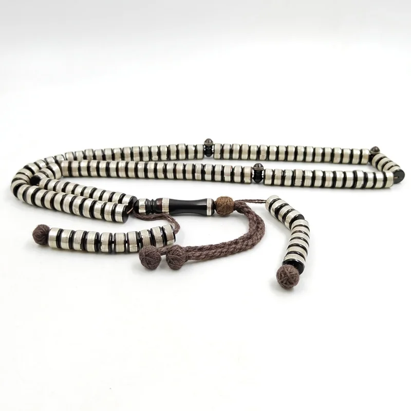 Tasbih 100beads kuka inlay Silver Handmade Collectible luxurious misbaha Bracelet muslim Ramadan eid gift