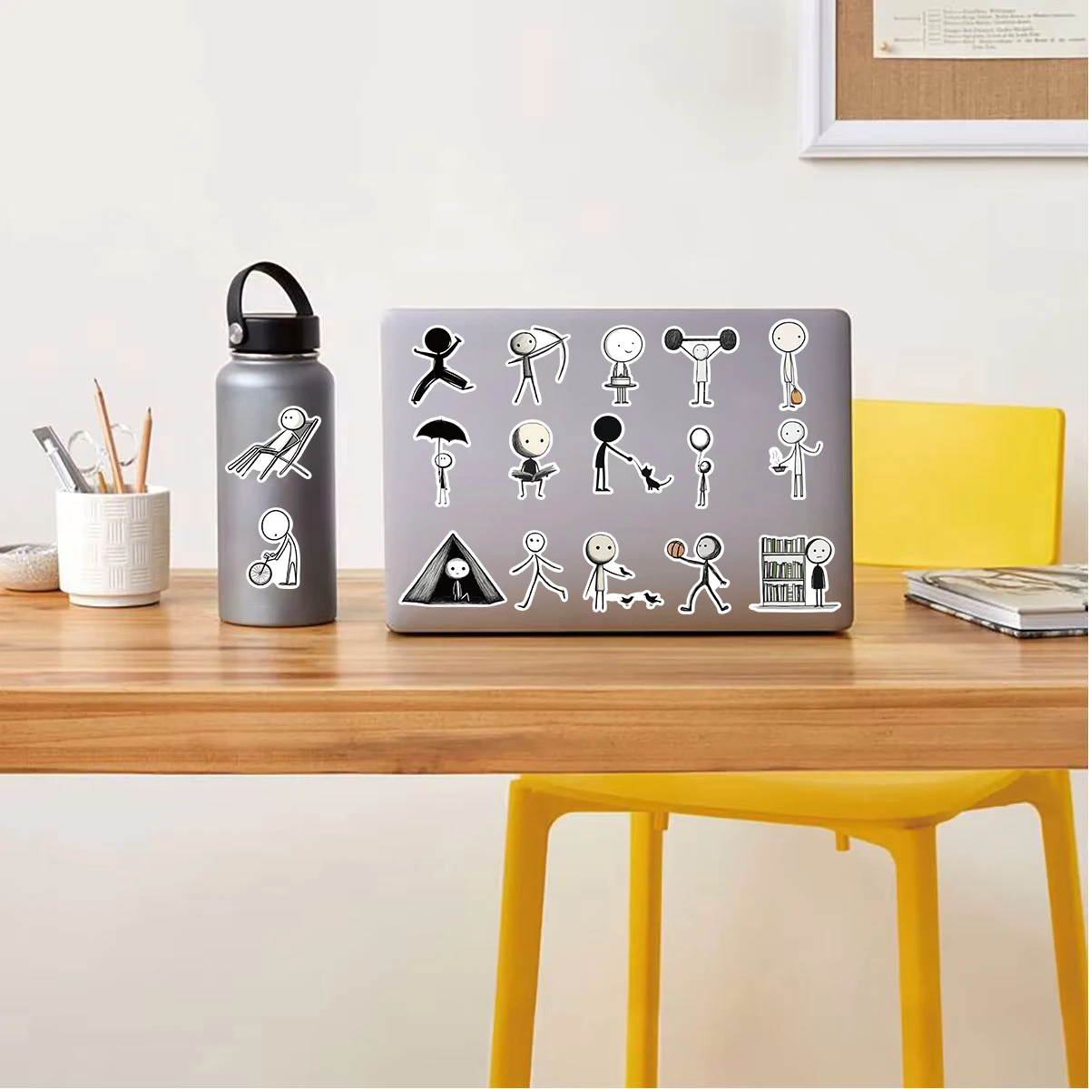 50PCS Sticky Thread Minimalism Simple Art Stickers Luggage Laptop Phone Gift Sealing Label Waterproof Graffiti Vinyl Decoration