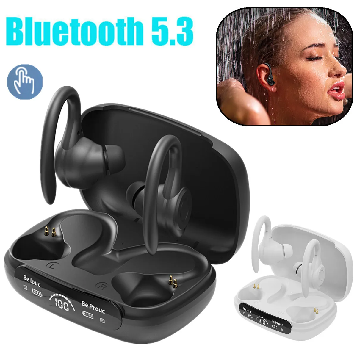 

Wireless Bluetooth 5.3 Headset TWS Earphones Earbuds Stereo Headphones Ear Hook