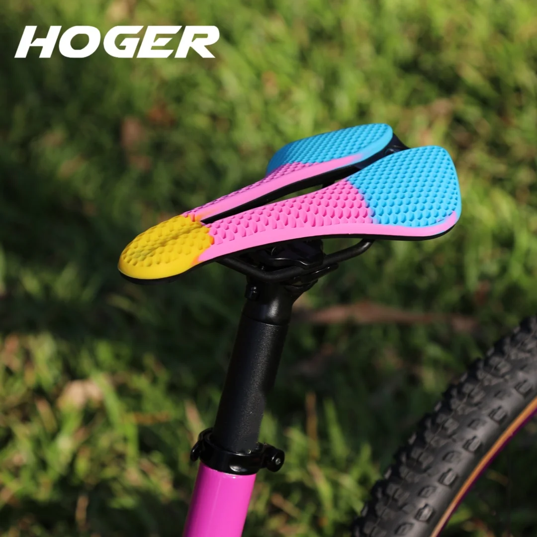 HOGER MTB road bicycle saddle honeycomb breathable,lightweight,durable,wear-resistant,similar 3D printed noctilucent riding seat