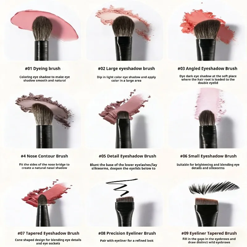 مجموعة أقلام تحديد العيون المقاومة للتلطيخ مع فرش دقيقة للعين وأدوات تطبيق ظلال العيون ذات الشعيرات الناعمة ومسحات قطنية للمكياج
