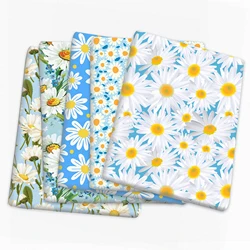 Blue Series Daisy Floral 50*145cm 100% Cotton Fabric Sewing Quilting Fabric Needlework Material DIY Handmade Patchework