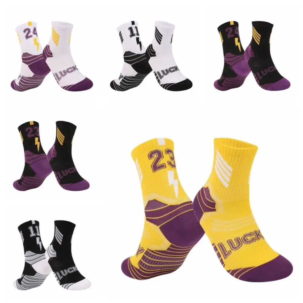 1 Pair Cotton Soccer Socks Non-slip Basketball Socks Fashion Towel Socks for Football Basketball Cycling Gym Riding Hiking