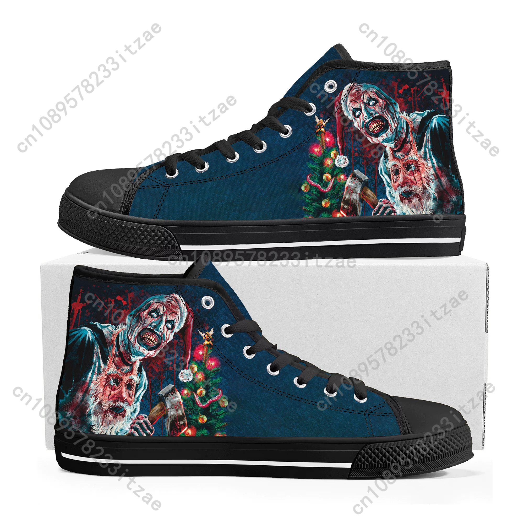 Terrifier Clown halloween shoes High Top Sneakers Mens Womens Teenager High Quality Canvas Sneaker Casual Shoe Customize Shoes